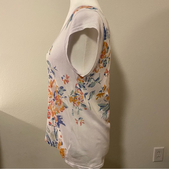Anthropologie Meadow Rue Linen Blend Floral T-Shirt - Picture 5 of 13